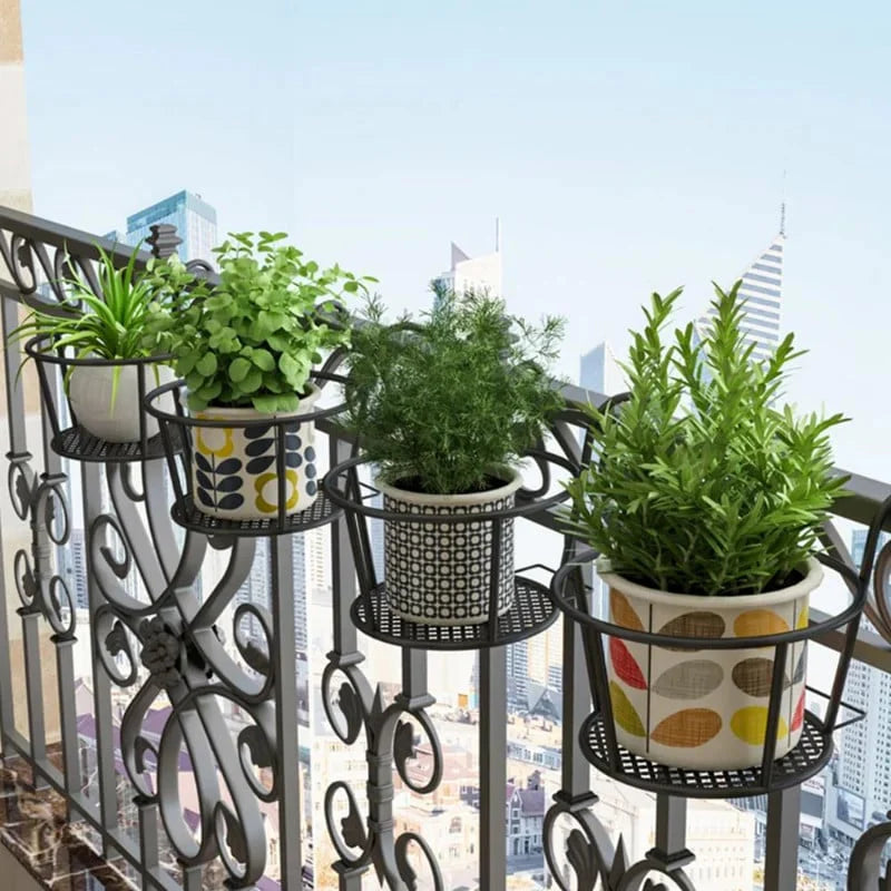 Iron Hanging Flower Basket – Balcony & Fence Plant Holder