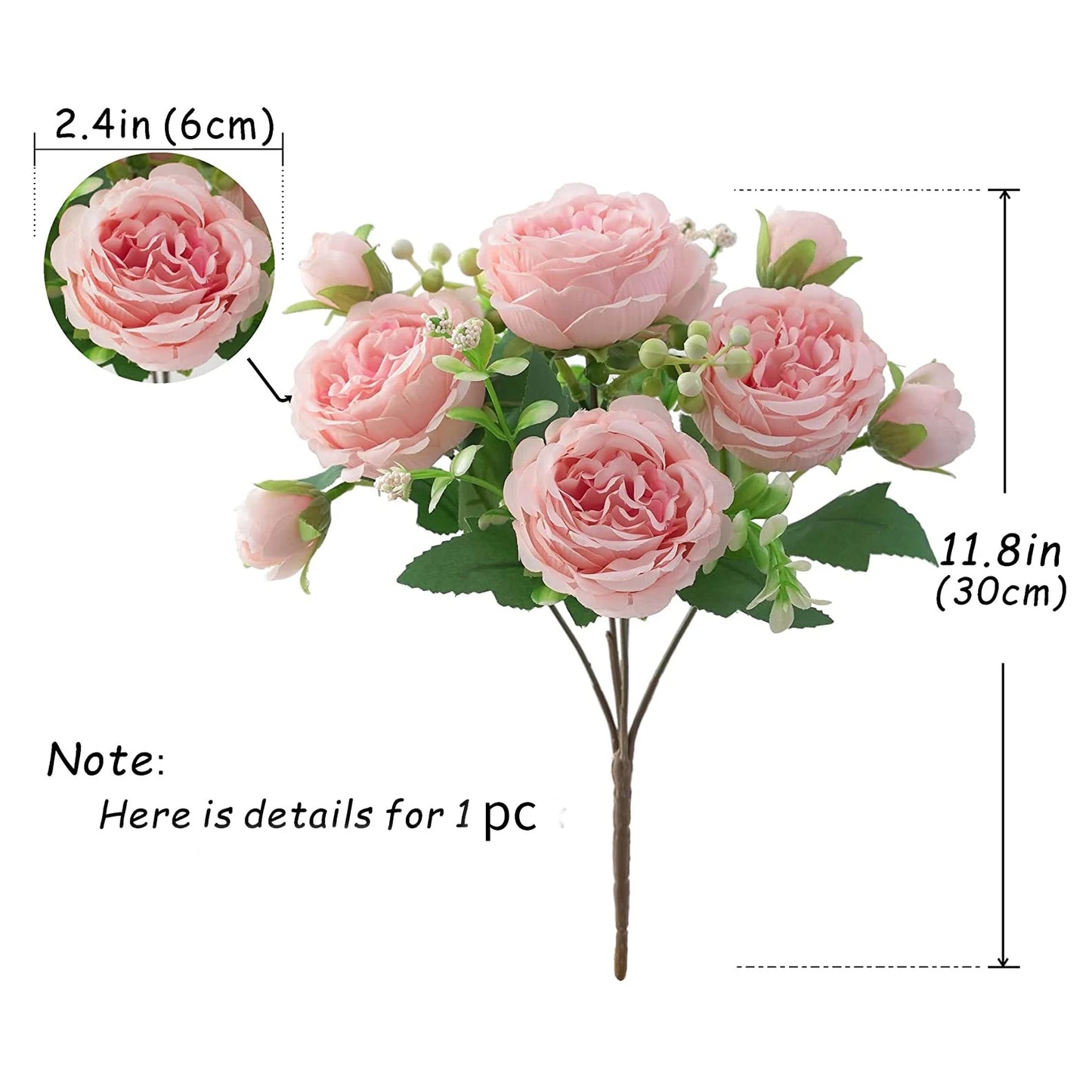 Rose Pink Silk Bouquet Peony Artificial Flower