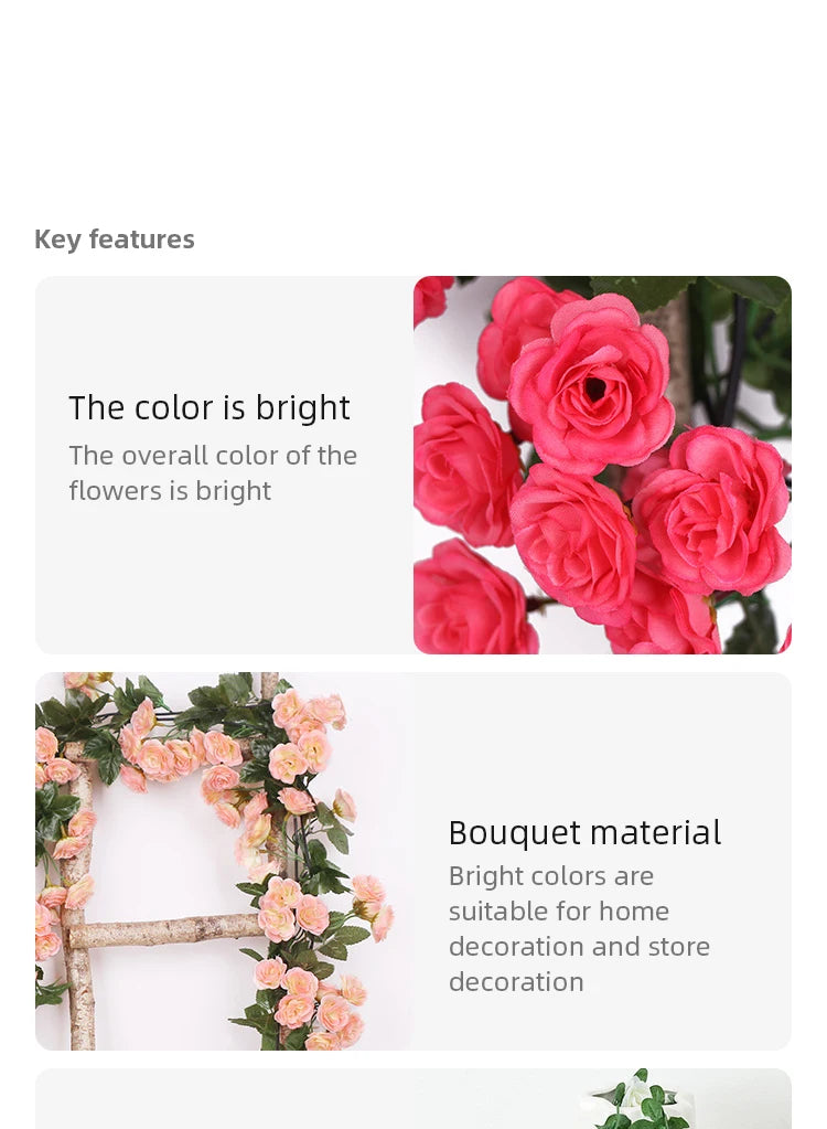 Rose Artificial Flower Vine For Wedding Silk Artificial Rose