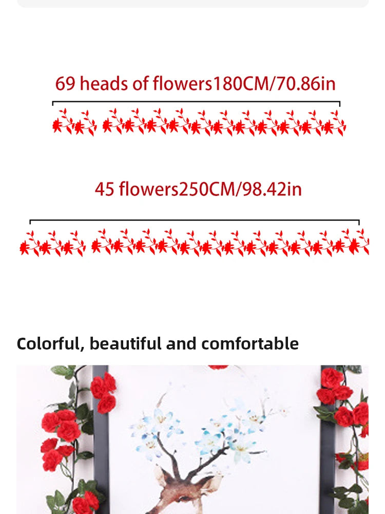 Rose Artificial Flower Vine For Wedding Silk Artificial Rose