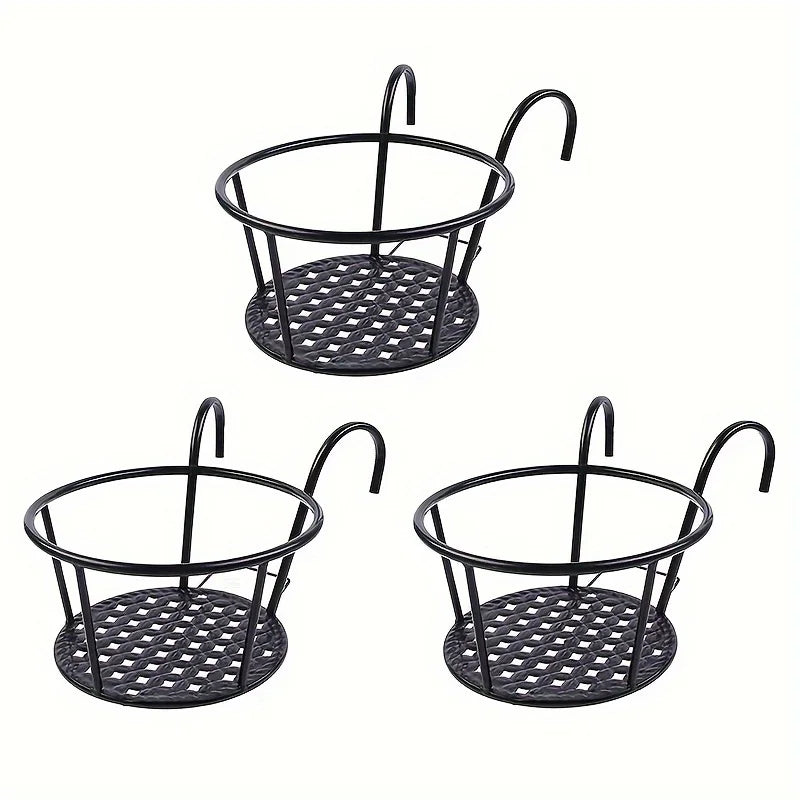 Iron Hanging Flower Basket – Balcony & Fence Plant Holder