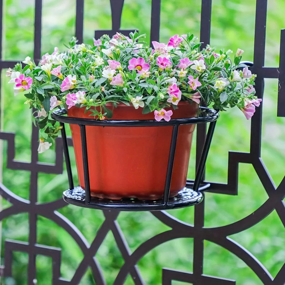 Iron Hanging Flower Basket – Balcony & Fence Plant Holder