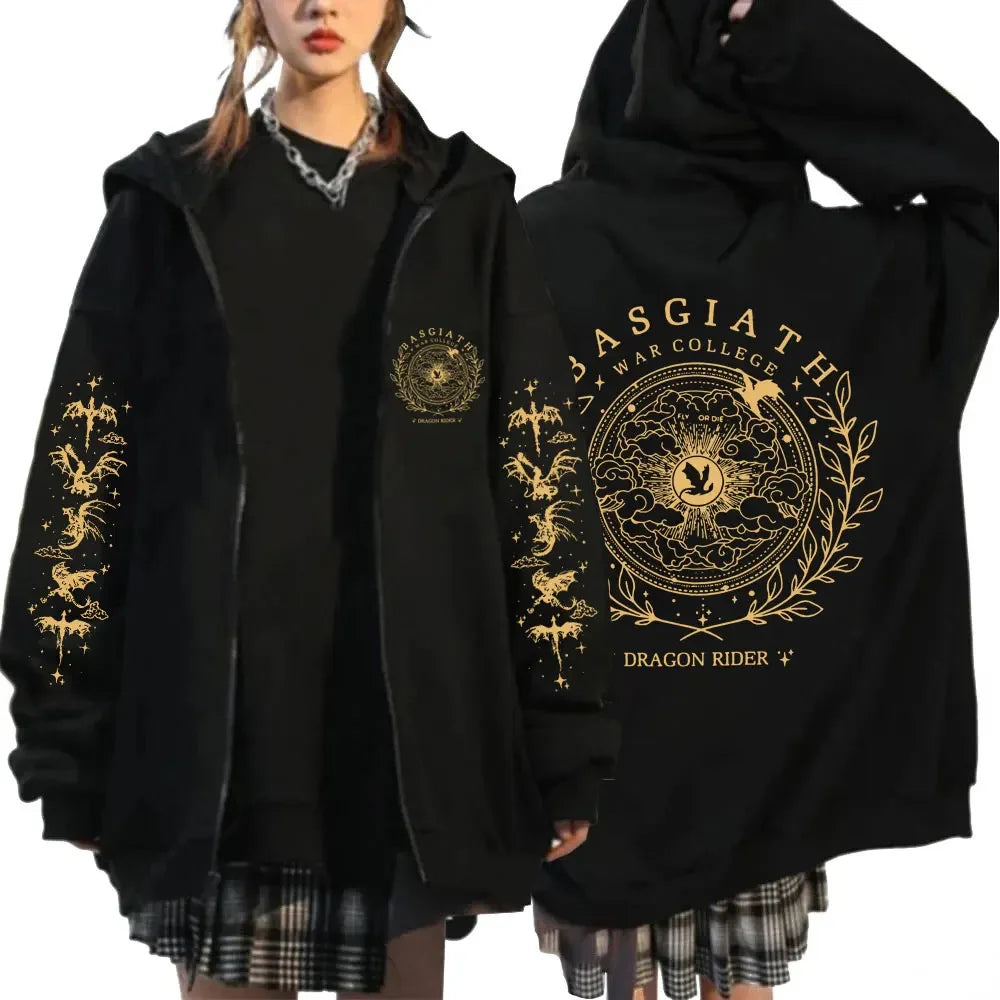 Harajuku Basgiath War Zip Up Hoodies Zipper Jacket