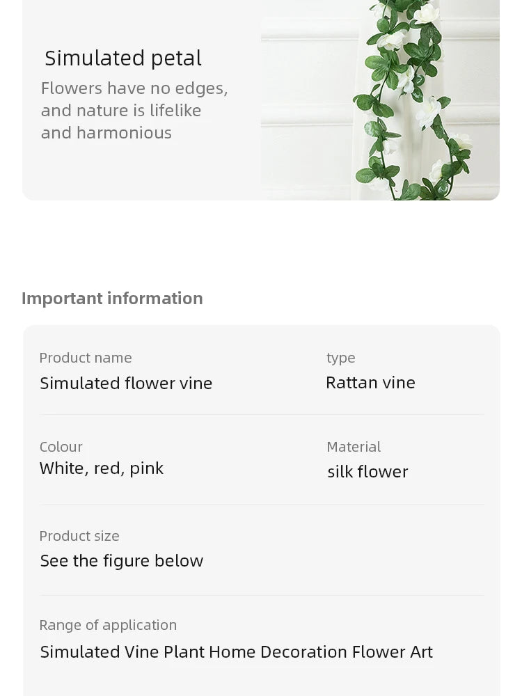 Rose Artificial Flower Vine For Wedding Silk Artificial Rose