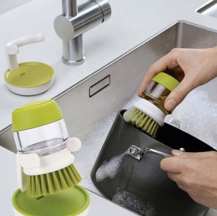 Dishwashing And Pot Washing palm Brush With Liquid Soap - Alvioni