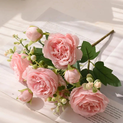 Rose Pink Silk Bouquet Peony Artificial Flower