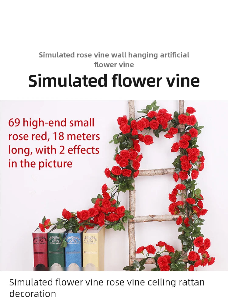 Rose Artificial Flower Vine For Wedding Silk Artificial Rose