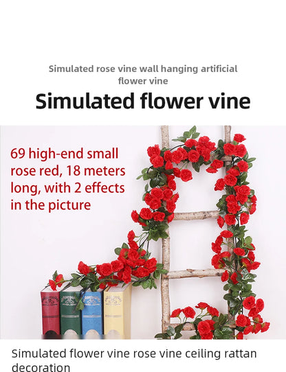 Rose Artificial Flower Vine For Wedding Silk Artificial Rose