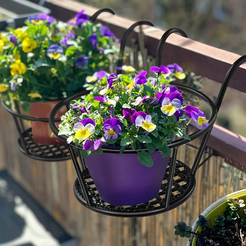 Iron Hanging Flower Basket – Balcony & Fence Plant Holder