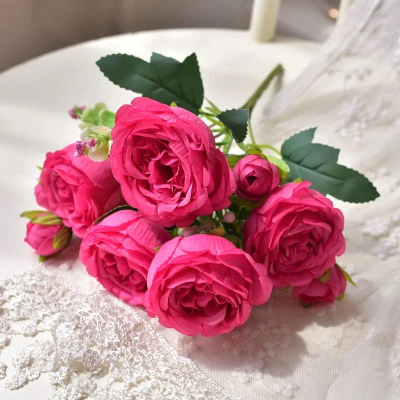 Rose Pink Silk Bouquet Peony Artificial Flower