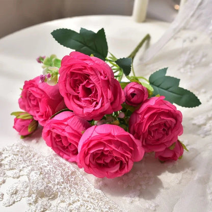 Rose Pink Silk Bouquet Peony Artificial Flower
