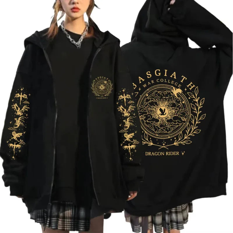 Harajuku Basgiath War Zip Up Hoodies Zipper Jacket