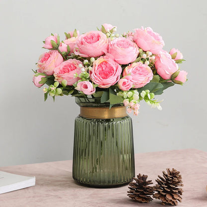Rose Pink Silk Bouquet Peony Artificial Flower