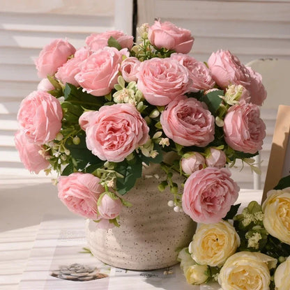 Rose Pink Silk Bouquet Peony Artificial Flower