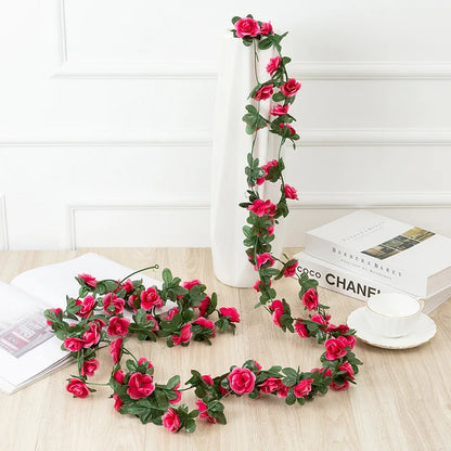 Flower Plants  Rose Vine Flowers White Pink Decoration Silk Artificial Rose