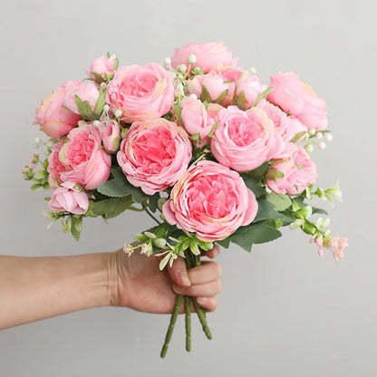Rose Pink Silk Bouquet Peony Artificial Flower