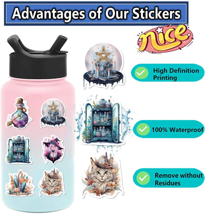 Pack Cartoon Witch Magic Waterproof Sticker