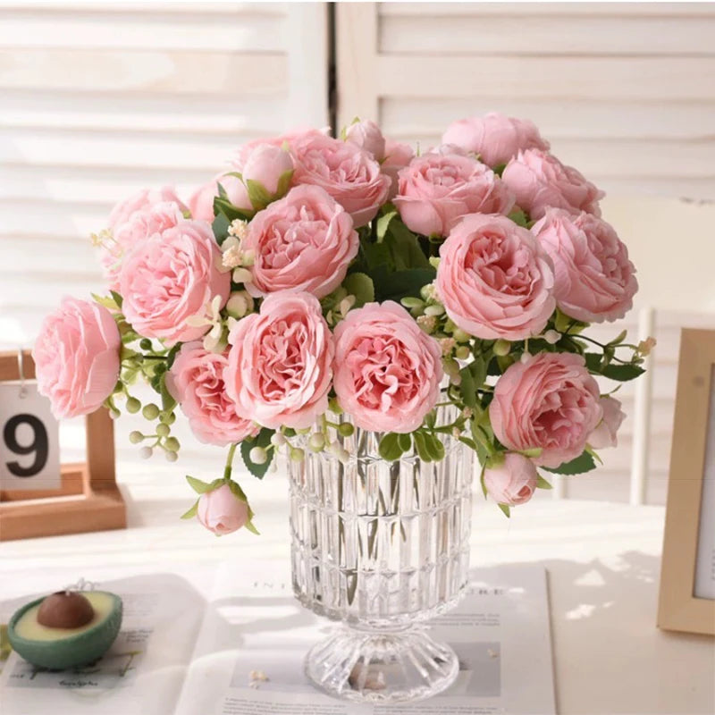 Rose Pink Silk Bouquet Peony Artificial Flower