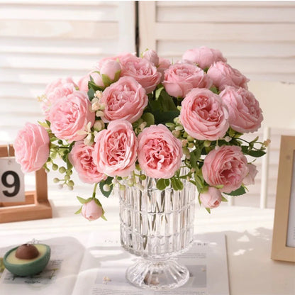 Rose Pink Silk Bouquet Peony Artificial Flower