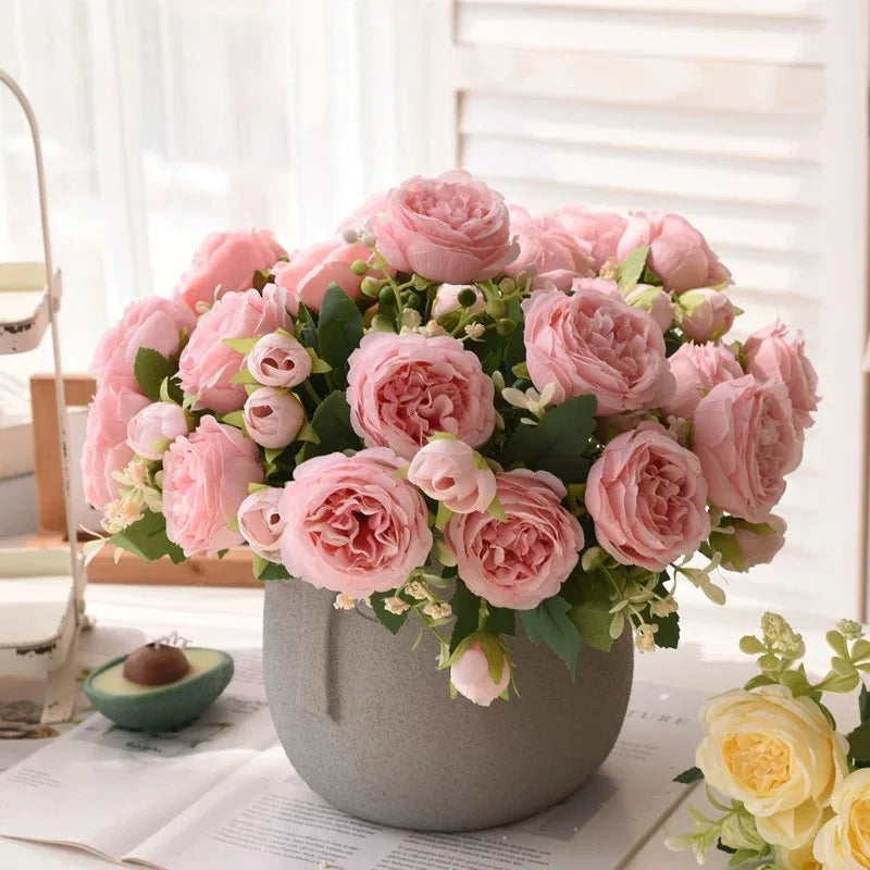 Rose Pink Silk Bouquet Peony Artificial Flower