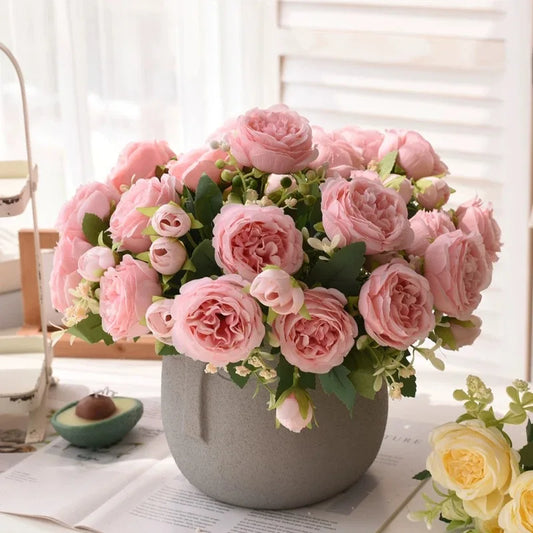 Rose Pink Silk Bouquet Peony Artificial Flower