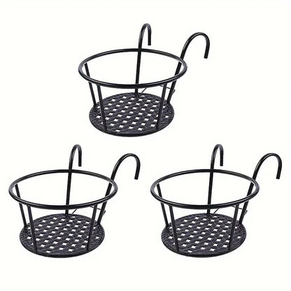 Iron Hanging Flower Basket – Balcony & Fence Plant Holder