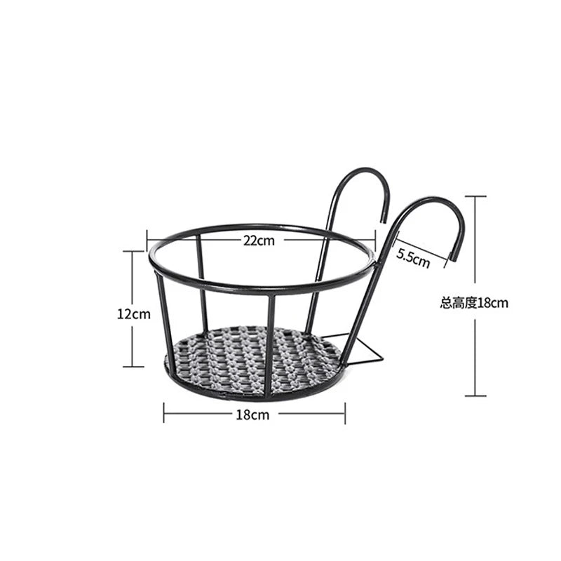 Iron Hanging Flower Basket – Balcony & Fence Plant Holder