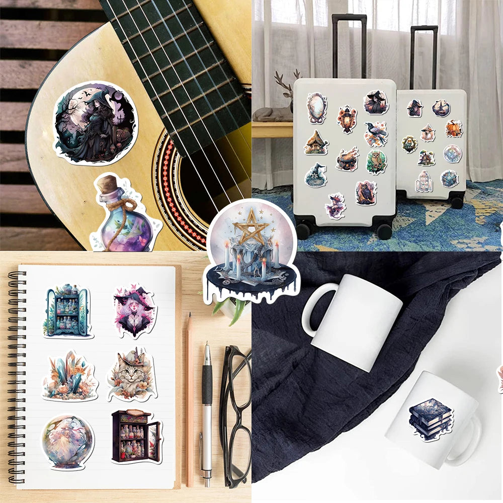 Pack Cartoon Witch Magic Waterproof Sticker