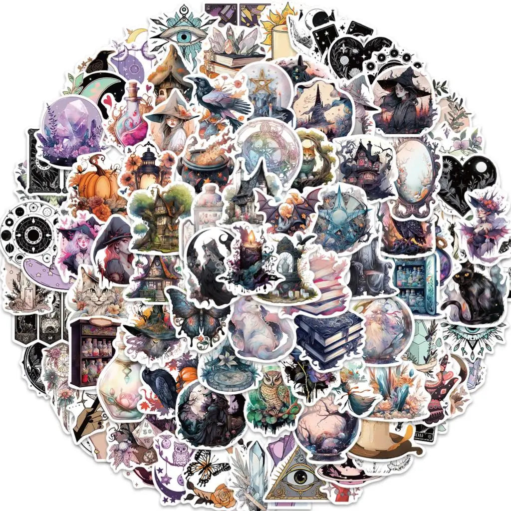 Pack Cartoon Witch Magic Waterproof Sticker