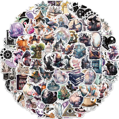 Pack Cartoon Witch Magic Waterproof Sticker