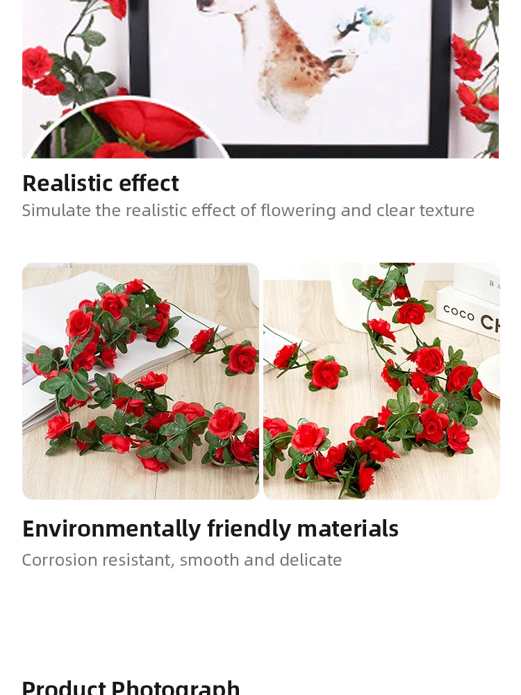 Rose Artificial Flower Vine For Wedding Silk Artificial Rose