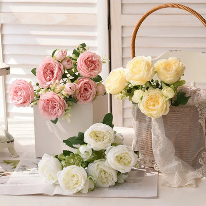 Rose Pink Silk Bouquet Peony Artificial Flower