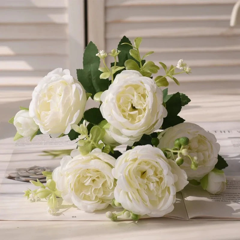 Rose Pink Silk Bouquet Peony Artificial Flower