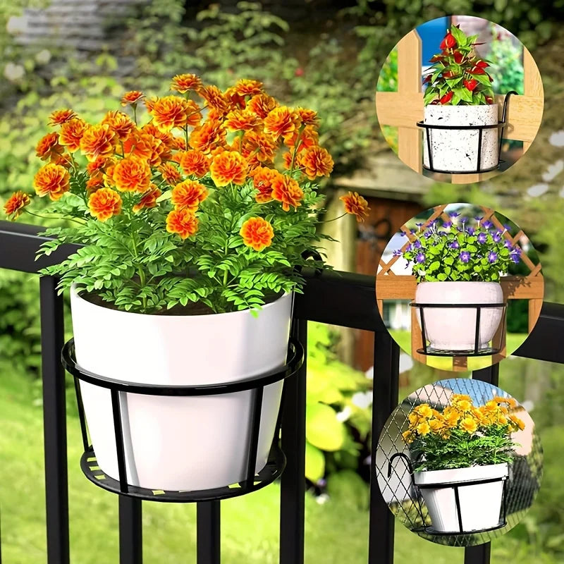 Iron Hanging Flower Basket – Balcony & Fence Plant Holder