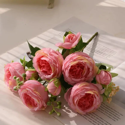 Rose Pink Silk Bouquet Peony Artificial Flower
